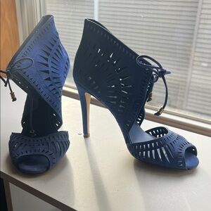 Elegant Blue Peep-Toe Heels